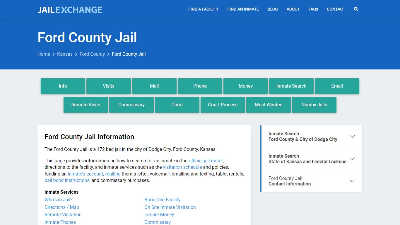 Ford County Jail, KS Inmate Search, Information